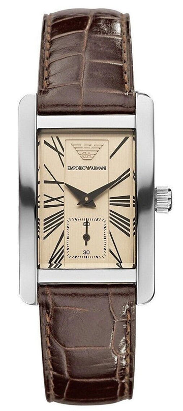  Shop Authentic Emporio Armani Classic Beige Dial Brown Leather Strap Watch For Men - AR0154 - Luxxuri