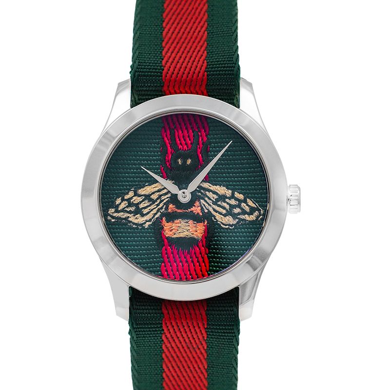  Shop Authentic Gucci Le Marche des Merveilles Red & Green Dial Red & Green Nylon Strap Unisex Watch - YA1264060 - Luxxuri