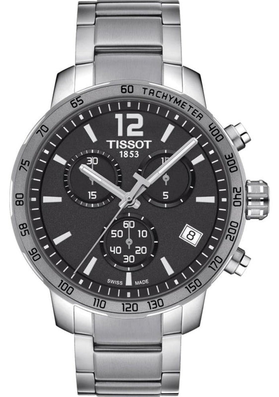  Shop Authentic Tissot Quickster Chronograph Black Dial Silver Steel Strap Watch For Men - T095.417.11.067.00 - Luxxuri
