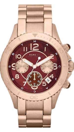  Shop Authentic Marc Jacobs Rock Chronograph Mother of Pearl Red Dial Rose Gold Steel Strap Unisex Watch - MBM3251 - Luxxuri