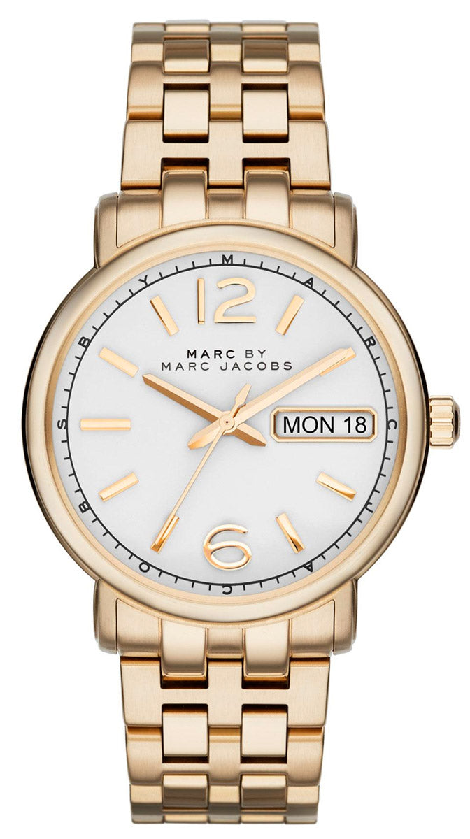  Shop Authentic Marc Jacobs Fergus White Dial Gold Steel Strap Watch for Women - MBM8647 - Luxxuri