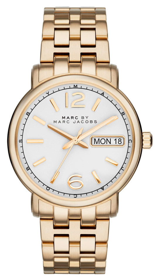  Shop Authentic Marc Jacobs Fergus White Dial Gold Steel Strap Watch for Women - MBM8647 - Luxxuri