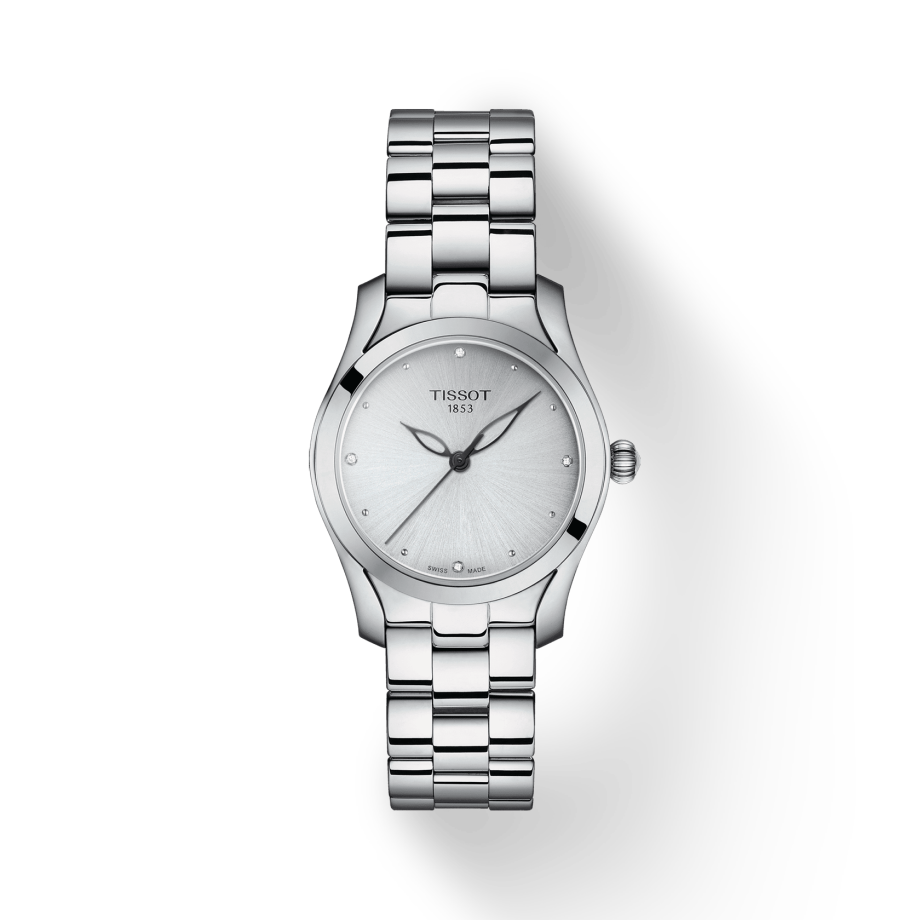 Tissot T Wave Diamonds White Dial Silver Steel Strap Watch For Women - T112.210.11.036.00