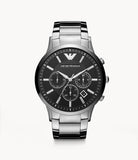  Shop Authentic Emporio Armani Sportivo Chronograph Black Dial Silver Steel Strap Watch For Men - AR2460 - Luxxuri