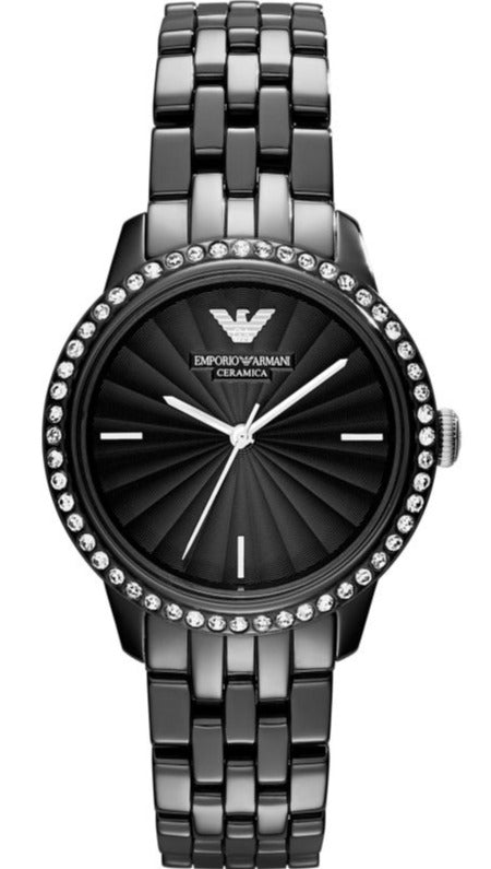  Shop Authentic Emporio Armani Crystal Ceramica Black Dial Black Steel Strap Watch For Women - AR1478 - Luxxuri