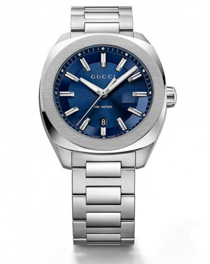  Shop Authentic Gucci GG2570 Quartz Blue Dial Silver Steel Strap Watch For Men - YA142303 - Luxxuri