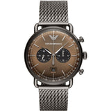  Shop Authentic Emporio Armani Aviator Brown Dial Grey Mesh Bracelet Watch For Men - AR11141 - Luxxuri