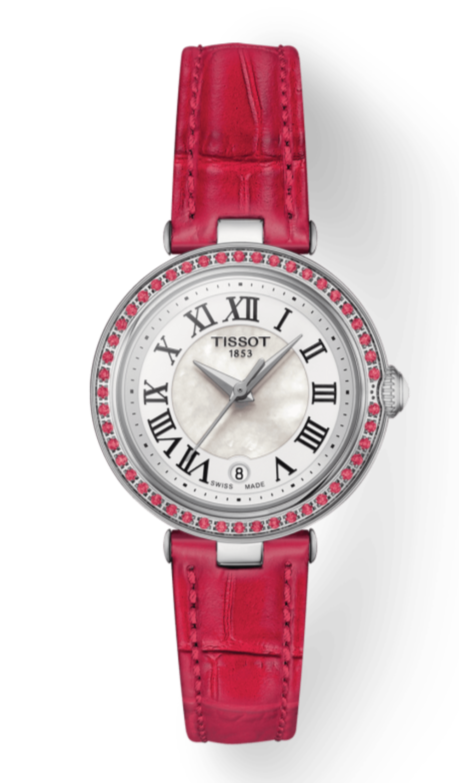  Shop Authentic Tissot Bellissima Small Lady Diamonds Mother of Pearl Dial Red Leather Strap Watch For Women - T126.010.66.113.00 - Luxxuri