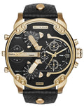  Shop Authentic Diesel Mr Daddy Black & Gold Dial Black Leather Strap Watch For Men - DZ7371 - Luxxuri