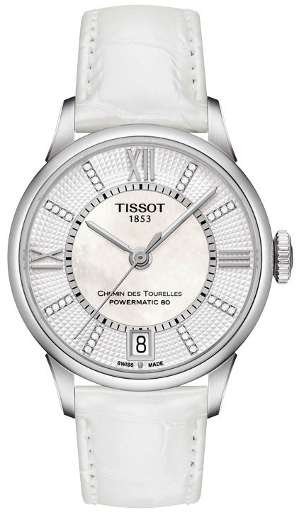  Shop Authentic Tissot Chemin Des Tourelles Powermatic 80 Lady White Dial White Leather Strap Watch For Women - T099.207.16.116.00 - Luxxuri