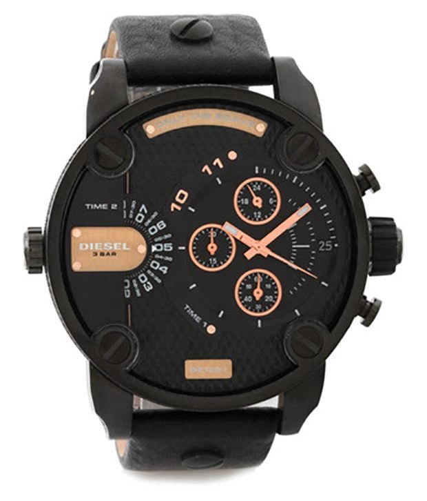  Shop Authentic Diesel Little Daddy Chronograph Black Dial Black Leather Strap Watch For Men - DZ7291 - Luxxuri