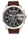  Shop Authentic Diesel Mega Chief Black & Silver Round Dial Brown Leather Strap Watch For Men - DZ4290 - Luxxuri