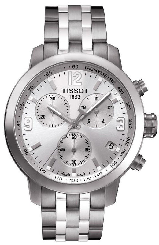  Shop Authentic Tissot PRC 200 Chronograph Quartz Silver Dial Silver Steel Strap Watch For Men - T055.417.11.037.00 - Luxxuri