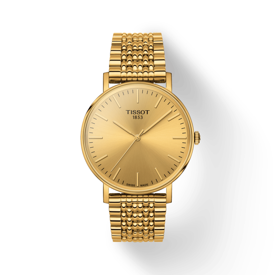  Shop Authentic Tissot T Classic Everytime Medium Gold Dial Gold Mesh Bracelet Watch For Men - T109.410.33.021.00 - Luxxuri