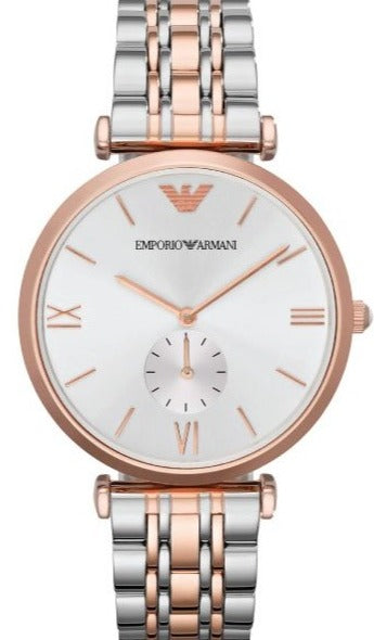  Shop Authentic Emporio Armani Retro Silver Dial Two Tone Steel Strap Watch For Men - AR1677 - Luxxuri