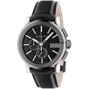  Shop Authentic Gucci G Chrono Black Dial Black Leather Strap Watch For Men - YA101205 - Luxxuri
