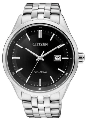  Shop Authentic Citizen Eco Drive Black Dial Silver Steel Strap Watch For Men - BM7250-56E - Luxxuri