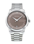 Gucci G Timeless Brown Dial Silver Steel Strap Watch For Men - YA126445