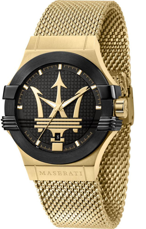  Shop Authentic Maserati Potenza Quartz Black Dial Gold Mesh Bracelet Watch For Men - R8853108006 - Luxxuri
