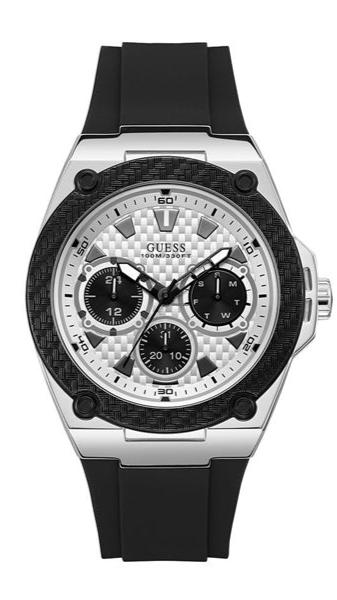  Shop Authentic Guess Legacy White Dial Black Rubber Strap Watch For Men - W1049G3 - Luxxuri