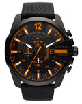  Shop Authentic Diesel Mega Chief Chronograph Black Dial Black Leather Strap Watch For Men - DZ4291 - Luxxuri