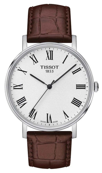  Shop Authentic Tissot T Classic Everytime White Dial Brown Leather Strap Watch For Men - T109.410.16.033.00 - Luxxuri
