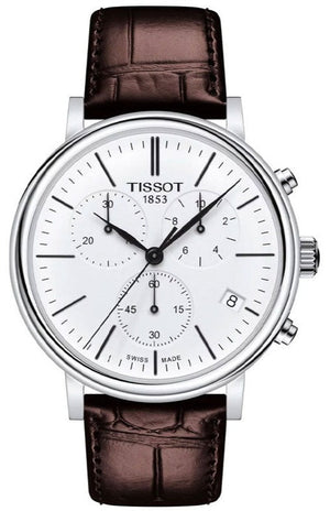  Shop Authentic Tissot Carson Premium Chronograph White Dial Brown Leather Strap Watch For Men - T122.417.16.011.00 - Luxxuri