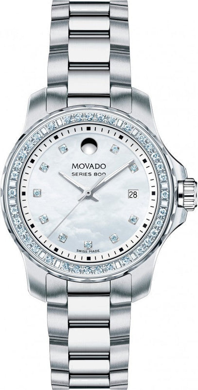  Shop Authentic Movado Series 800 29mm Mother of Pearl Dial Diamond Watch For Women - 2600120 - Luxxuri