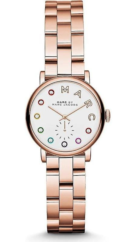 Marc Jacobs Baker Dexter White Dial Rose Gold Steel Strap Watch for Women - MBM3443