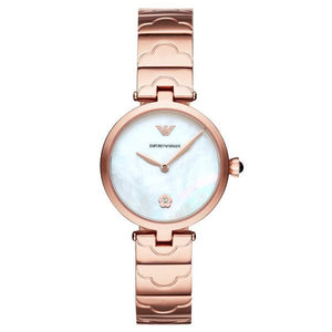  Shop Authentic Emporio Armani Arianna White Mother of Pearl Dial Rose Gold Steel Strap Watch For Women - AR11236 - Luxxuri
