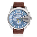  Shop Authentic Diesel Mega Chief Light Blue Dial Brown Leather Strap Watch For Men - DZ4281 - Luxxuri