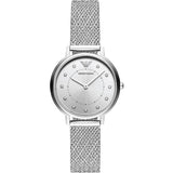  Shop Authentic Emporio Armani Kappa Silver Dial Silver Mesh Bracelet Watch For Women - AR11128 - Luxxuri
