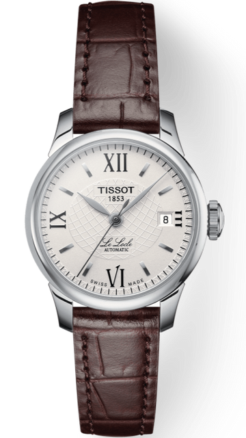 Tissot Le Locle Automatic Lady Silver Dial Brown Leather Strap Watch For Women - T41.1.113.77