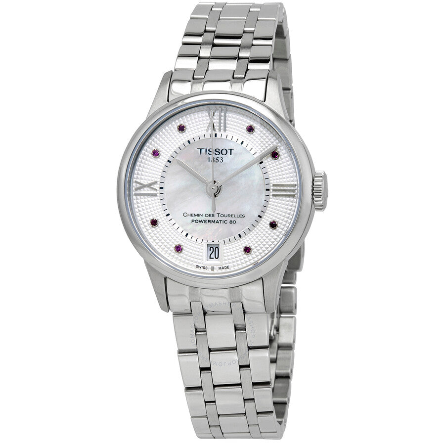  Shop Authentic Tissot Chemin Des Tourelles Powermatic 80 Rubies Mother of Pearl Dial Silver Steel Strap Watch For Women - T099.207.11.113.00 - Luxxuri