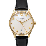  Shop Authentic Gucci G-Timeless Mother of Pearl Dial Black Leather Strap Watch For Women - YA1264044 - Luxxuri
