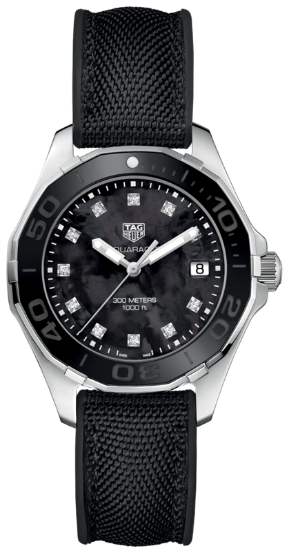  Shop Authentic Tag Heuer Aquaracer Quartz Mother of Pearl Black Dial Black NATO Strap Watch for Women - WAY131M.FT6092 - Luxxuri
