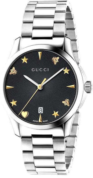  Shop Authentic Gucci G Timeless Black Dial Silver Steel Strap Watch For Women - YA1264029A - Luxxuri