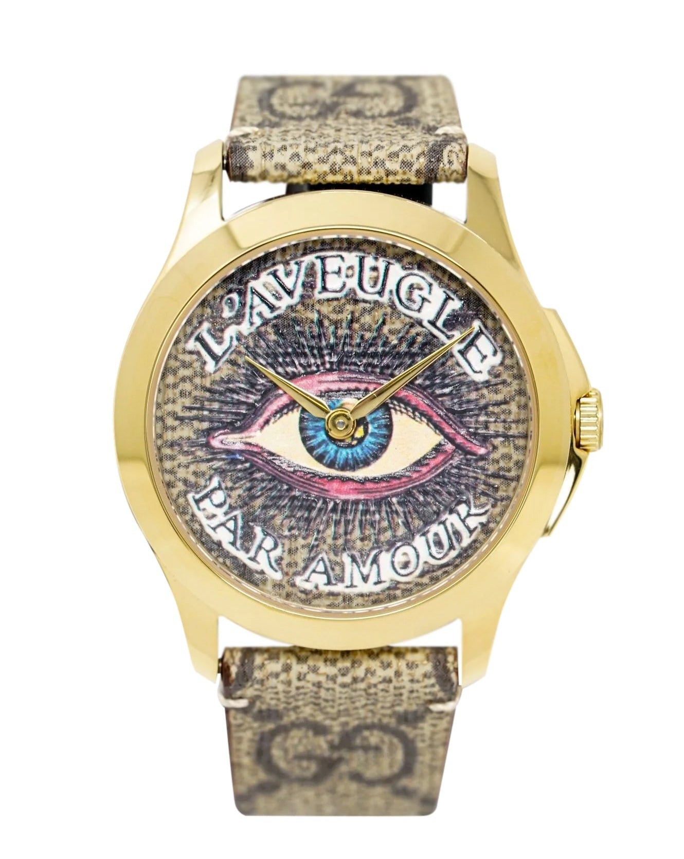  Shop Authentic Gucci G Timeless Eye Beige Dial Beige Leather Strap Watch For Men - YA1264022 - Luxxuri