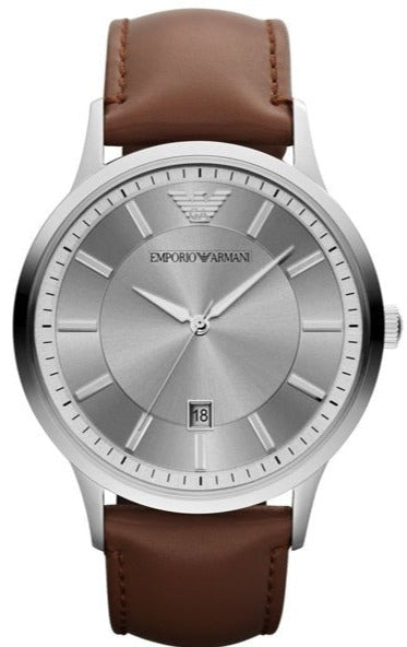  Shop Authentic Emporio Armani Renato Silver Dial Brown Leather Strap Watch For Men - AR2463 - Luxxuri