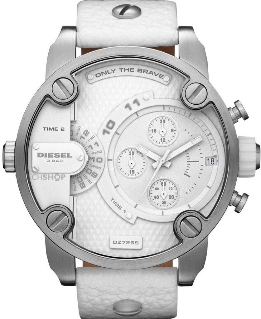  Shop Authentic Diesel Badass Chronograph White Dial White Leather Strap Watch For Men - DZ7265 - Luxxuri
