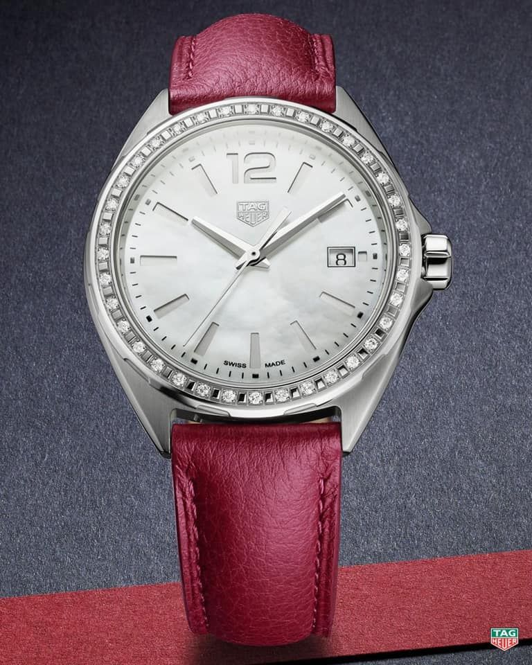  Shop Authentic Tag Heuer Formula 1 Quartz Mother of Pearl Dial Red Leather Strap Watch for Women - WBJ131A.FC8253 - Luxxuri