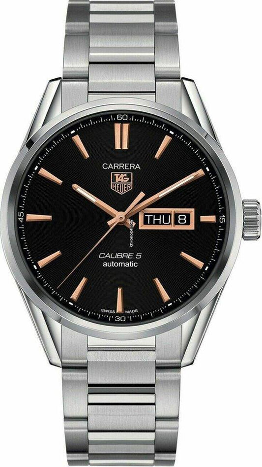  Shop Authentic Tag Heuer Carrera Calibre 5 Automatic Black Dial Silver Steel Strap Watch for Men - WAR201C.BA0723 - Luxxuri