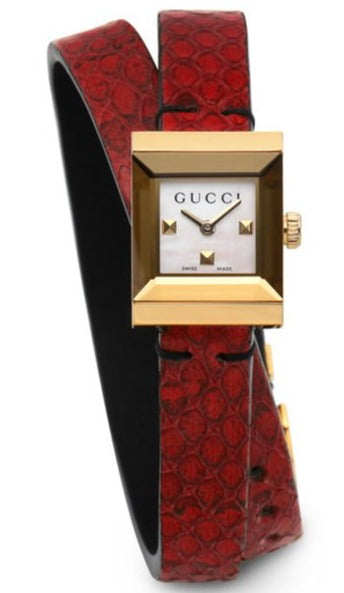  Shop Authentic Gucci G Frame White Dial Red Leather Strap Watch For Women - YA128524 - Luxxuri
