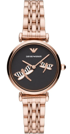  Shop Authentic Emporio Armani Gianni T Bar Black Dial Rose Gold Steel Strap Watch For Women - AR11206 - Luxxuri