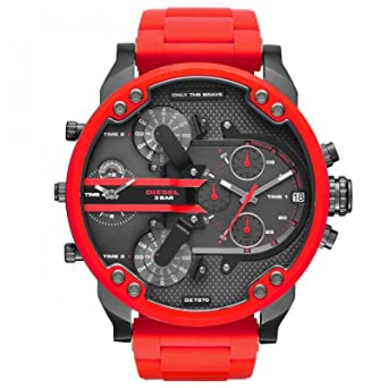  Shop Authentic Diesel Mr Daddy 2.0 Black Dial Red Steel Strap Watch For Men - DZ7370 - Luxxuri