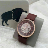  Shop Authentic Fossil Vintage Muse Automatic Skeleton Maroon Dial Maroon Leather Strap Watch for Women - ME3137 - Luxxuri