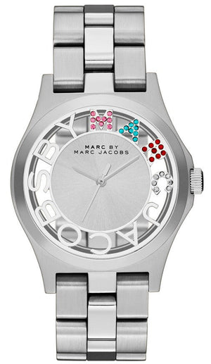  Shop Authentic Marc Jacobs Henry Skeleton Silver Dial Silver Steel Strap Watch for Women - MBM3262 - Luxxuri