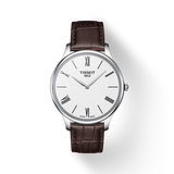 Shop Authentic Tissot T Classic Tradition 5.5 Quartz White Dial Brown Leather Strap Watch For Men - T063.409.16.018.00 - Luxxuri