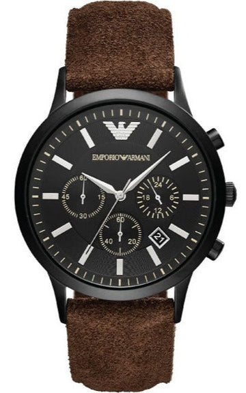  Shop Authentic Emporio Armani Chronograph Black Dial Brown Leather Strap Watch For Men - AR11078 - Luxxuri