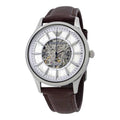  Shop Authentic Emporio Armani Meccanico White Dial Brown Leather Strap Watch For Men - AR1946 - Luxxuri